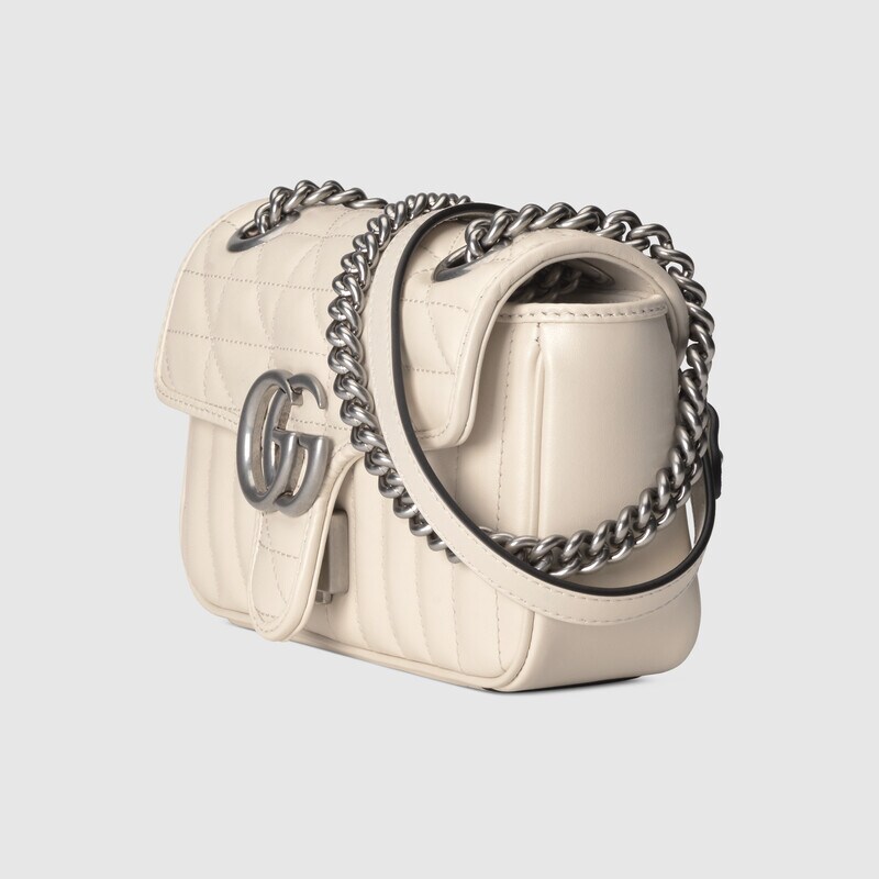 Gucci GG Marmont Matelasse Mini Shoulder Bag 446744 White